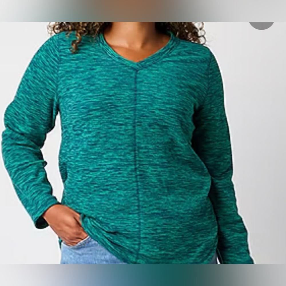 ST JOHN’S BAY size XXL, TEAL & BLUE Long Sleeved Sweatshirt. NWT!